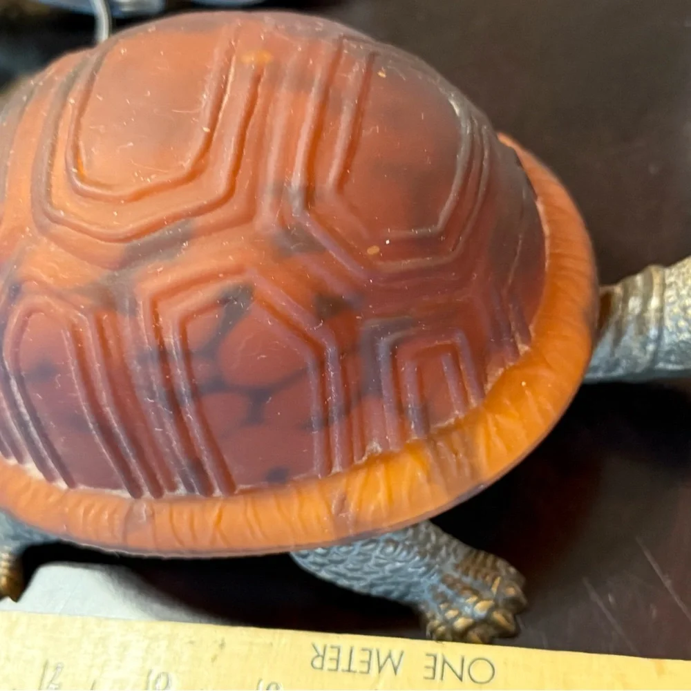 Turtle Shaped Reptile Heat Lamp‎ - Brown glass shell brass finish metal